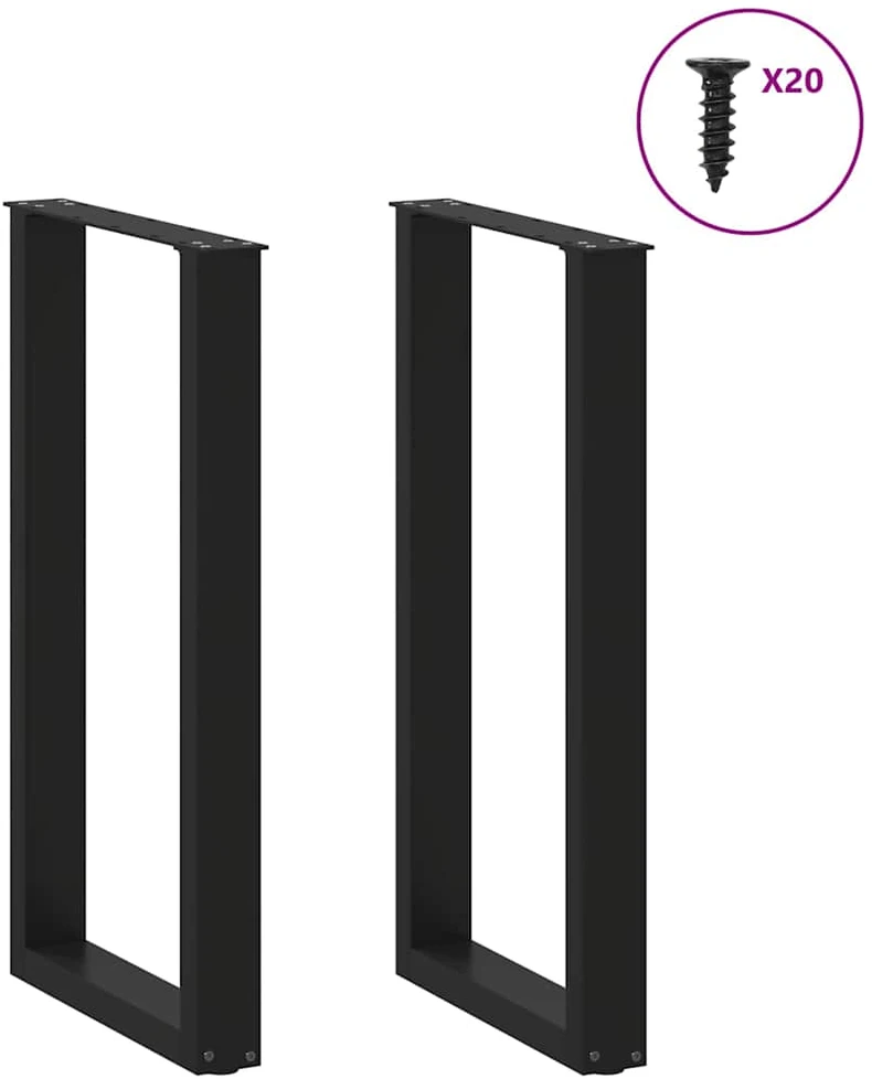 Kavos staliuko kojelės, U formos, 2 vnt., juoda, 40x(90-91) cm