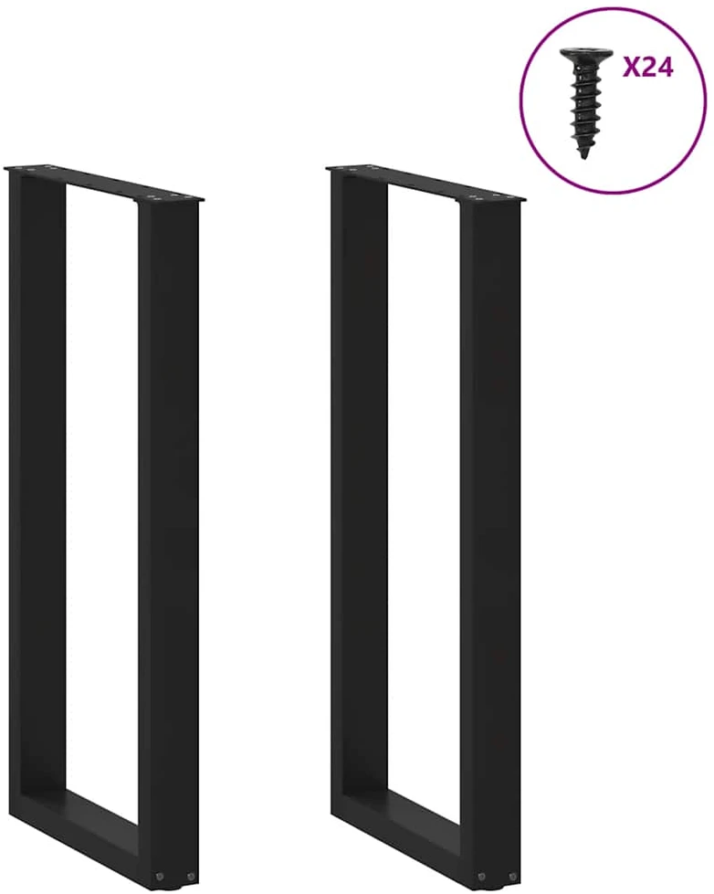 Kavos staliuko kojelės, U formos, 2 vnt., juoda, 50x(100-101)cm