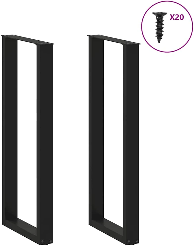 Kavos staliuko kojelės, U formos, 2 vnt., juoda, 40x(110-111)cm