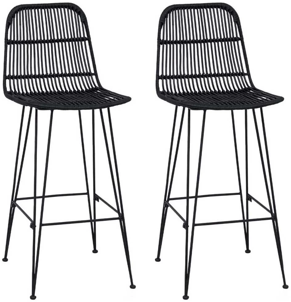 Baro taburetė 2 vnt. Juoda 44 x 55 x 109 cm Ratana ir Plienas