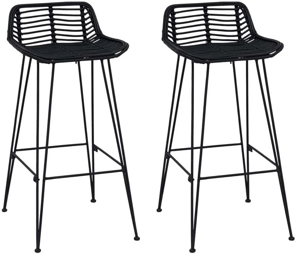 Baro taburetė 2 pcs Juodas 44 x 46 x 91 cm Ratana ir Plienas