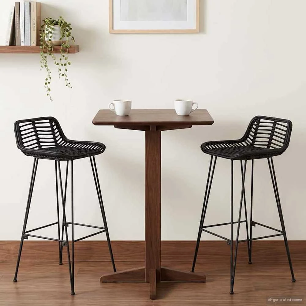 Baro taburetė 2 pcs Juodas 44 x 46 x 91 cm Ratana ir Plienas