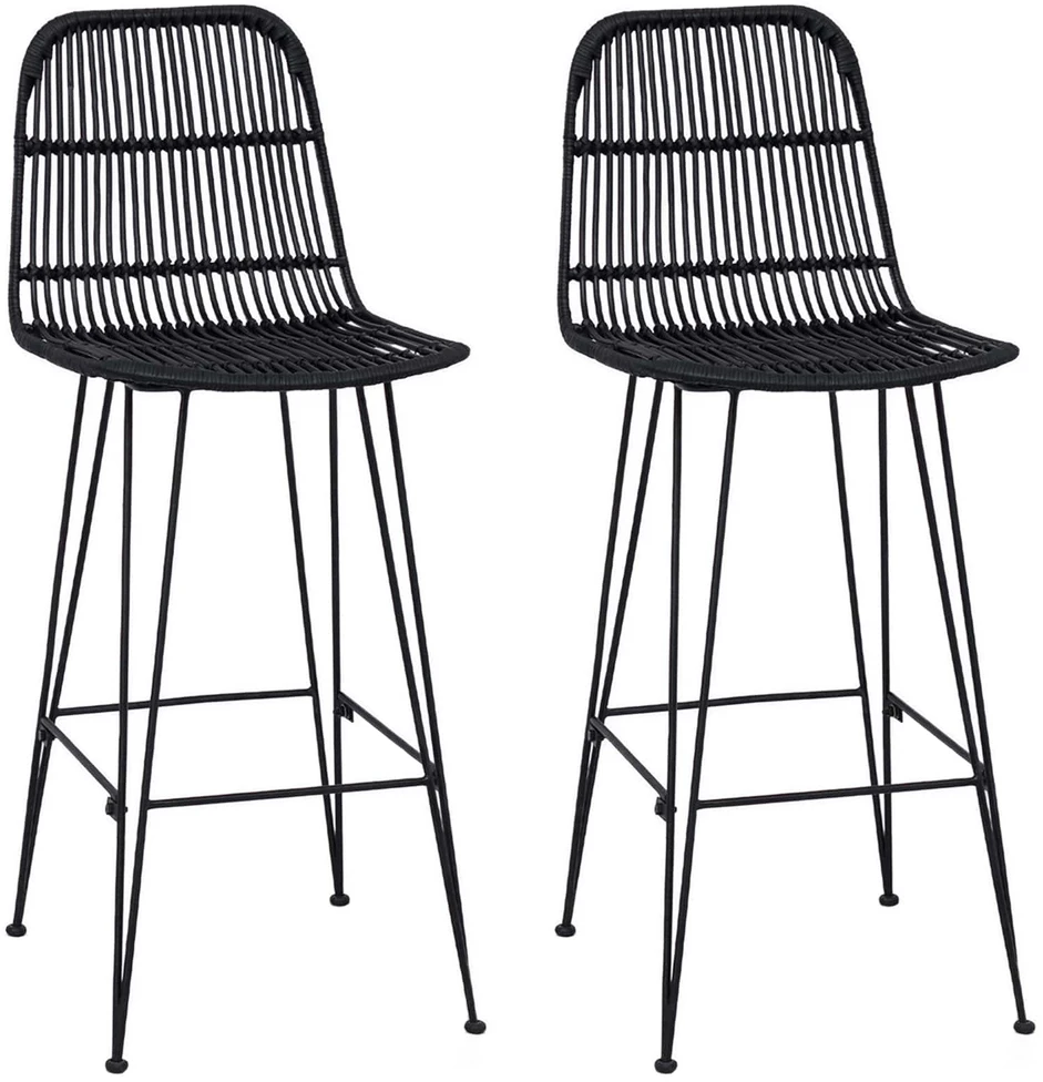 Baro taburetė 2 vnt. Juoda 44 x 55 x 109 cm Ratana ir Plienas
