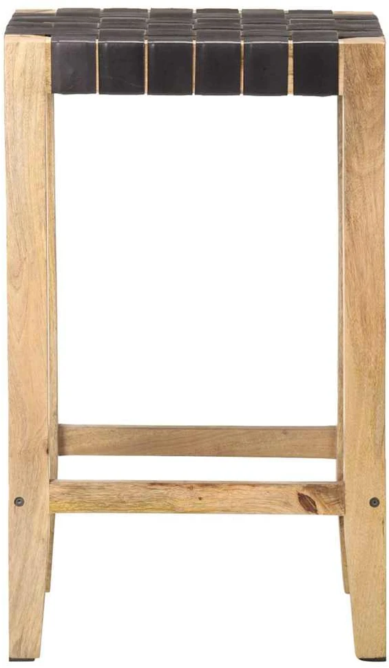 Baro taburetės, 2vnt., juodos spalvos, 75cm, tikra oda