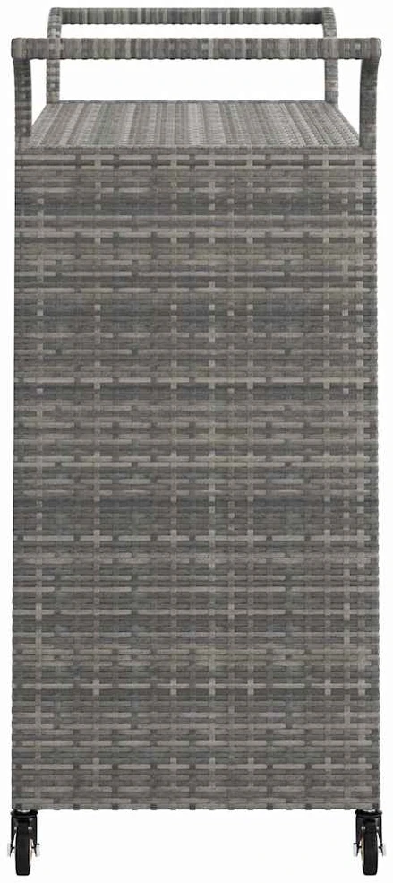 Baro vežimėlis su stalčiumi, pilkas, 100x45x97cm, poliratanas