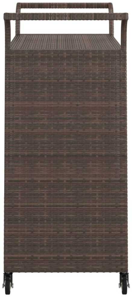 Baro vežimėlis su stalčiumi, rudas, 100x45x97cm, poliratanas