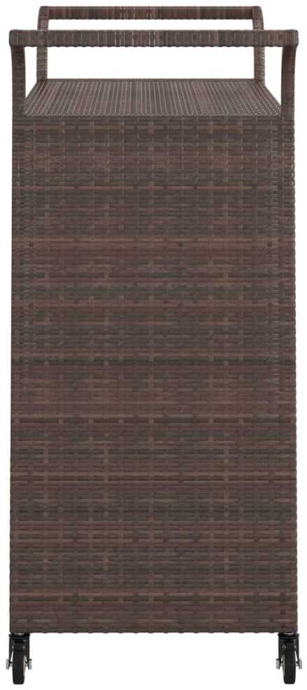 Baro vežimėlis su stalčiumi, rudas, 100x45x97cm, poliratanas