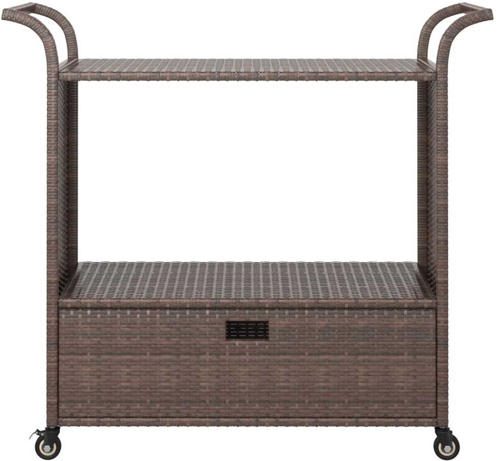 Baro vežimėlis su stalčiumi, rudas, 100x45x97cm, poliratanas