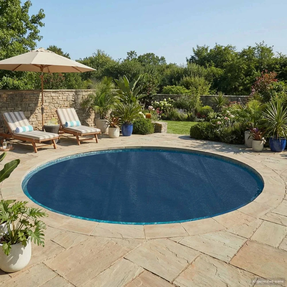 Solonginė baseino uždanga sunkios kokybės Ø 600 cm 200 μm PE