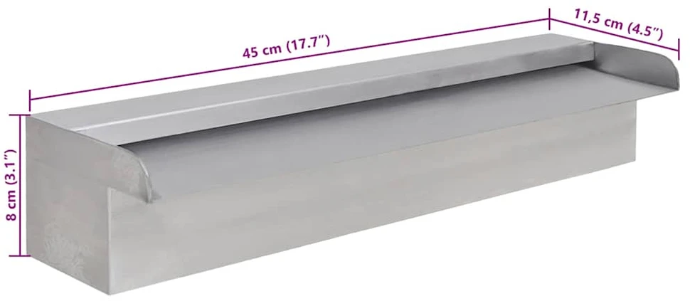 Baseino fontanas, 30cm, stačiakampio formos, nerūdijantis plienas, 45cm