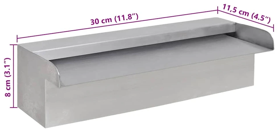 Baseino fontanas, 30cm, stačiakampio formos, nerūdijantis plienas, 30cm