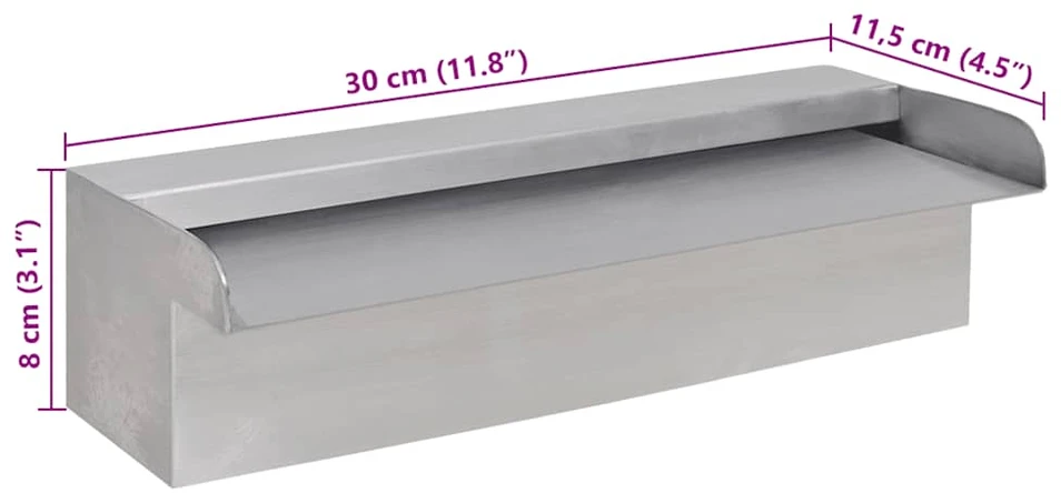 Baseino fontanas, 30cm, stačiakampio formos, nerūdijantis plienas, 30cm