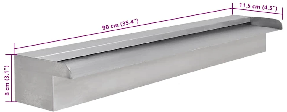Baseino fontanas, stačiakampio formos, nerūdijantis plienas, 90cm