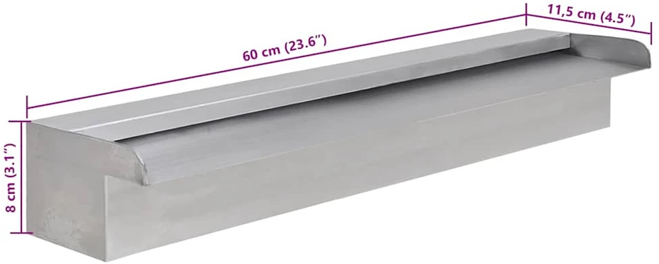 Baseino fontanas, stačiakampio formos, nerūdijantis plienas, 60cm