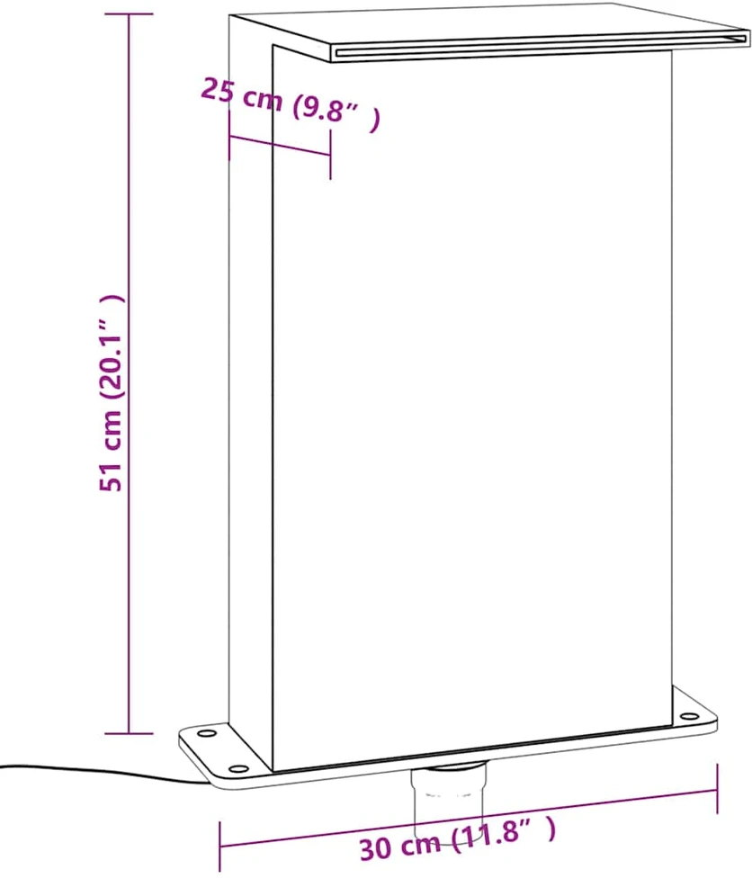 Baseino fontanas su įvairių spalvų LED, 51cm, akrilas