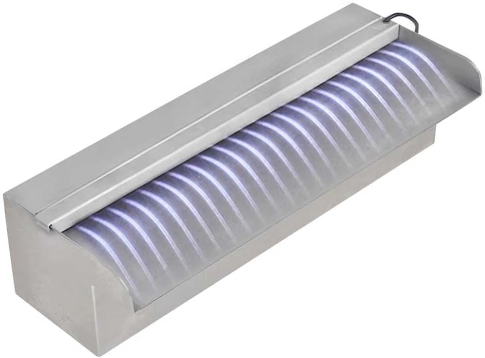 Baseino fontanas su LED, 30cm, stačiak. formos, nerūdijantis plienas