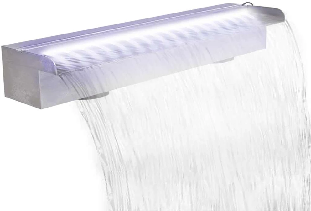 Baseino fontanas su LED, 60cm, stačiak. formos, nerūdijantis plienas
