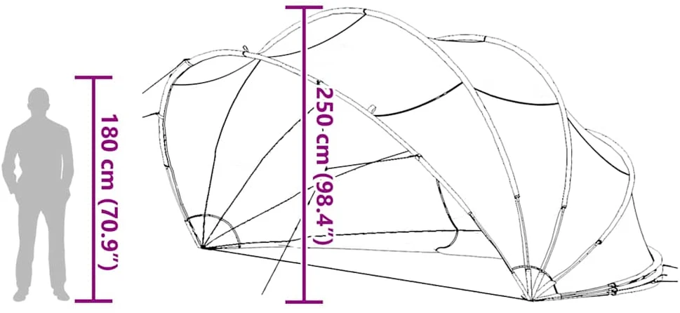 Baseino kupolas 546 x 516 x 250 cm 185T poliesteris su PU danga