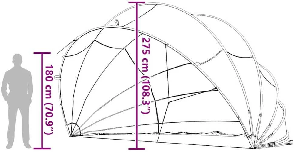 Baseino kupolas 592 x 590 x 275 cm 185T poliesteris su PU danga