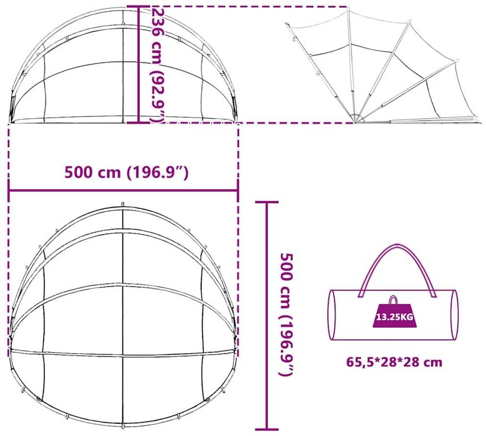 Baseino kupolas 500 x 500 x 236 cm 185T poliesteris su PU danga