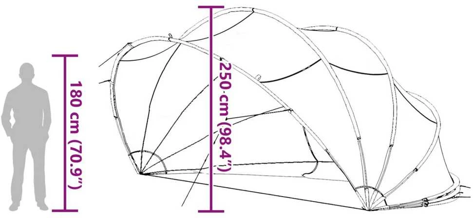 Baseino kupolas 546 x 516 x 250 cm 185T poliesteris su PU danga