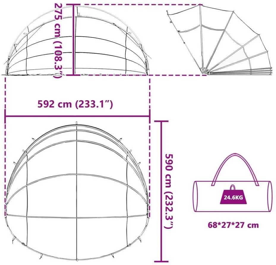 Baseino kupolas 592 x 590 x 275 cm 185T poliesteris su PU danga