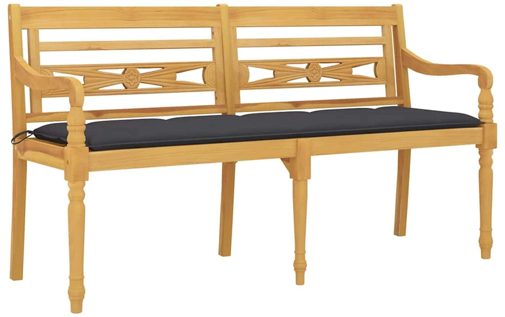 Batavia suoliukas su antracito pagalvėle, 150cm, tikmedis