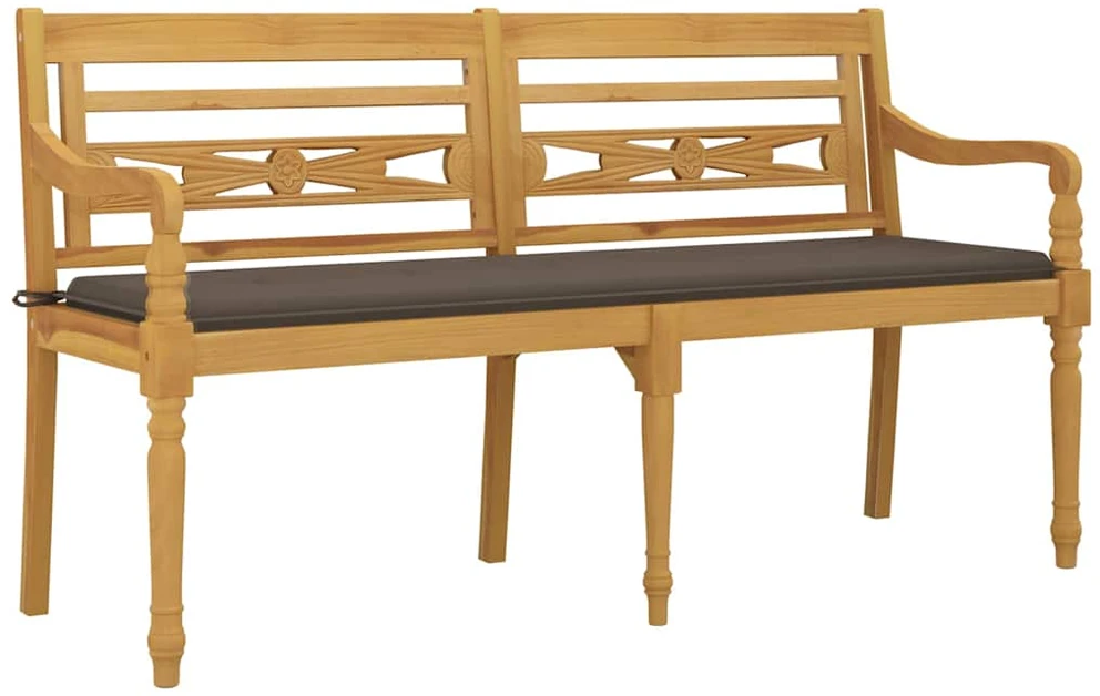 Batavia suoliukas su taupe spalvos pagalvėle, 150cm, tikmedis