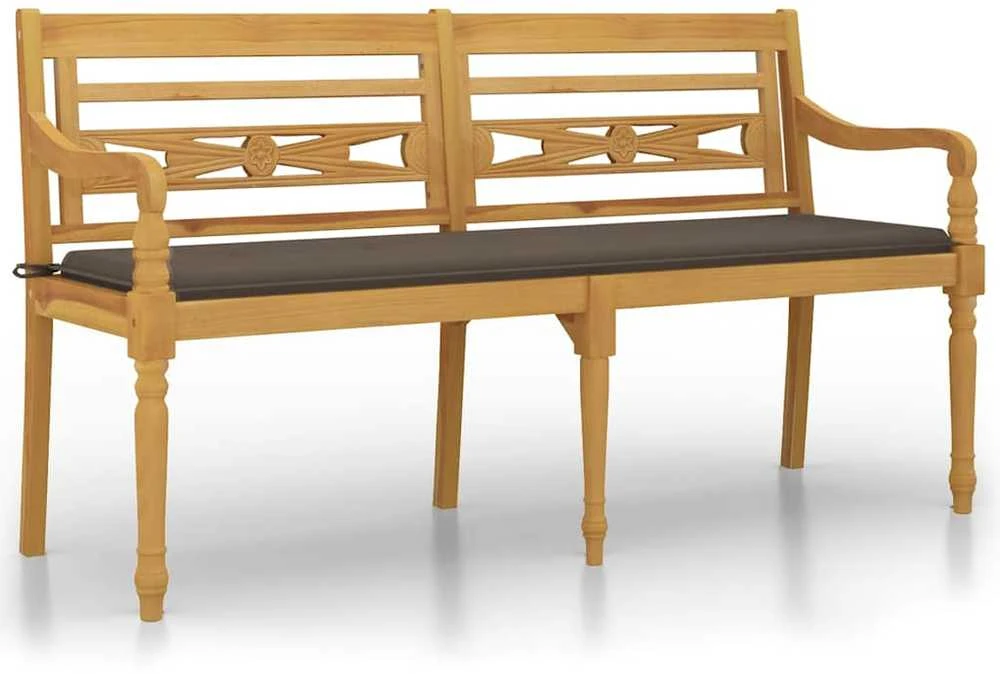 Batavia suoliukas su taupe spalvos pagalvėle, 150cm, tikmedis
