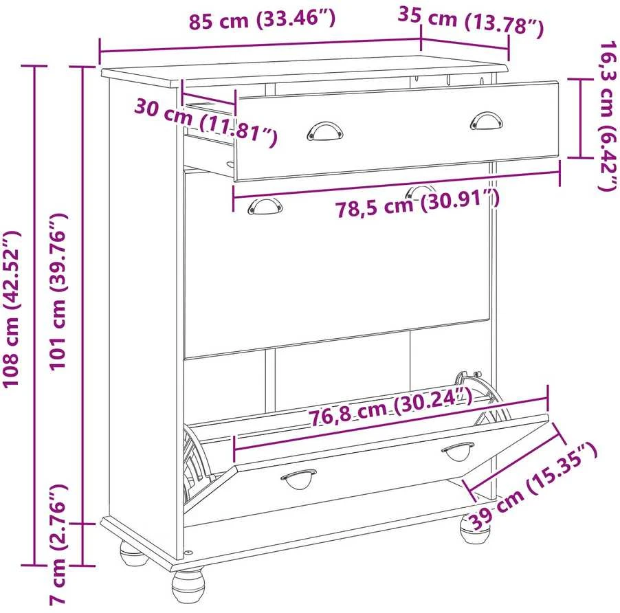 Batu skrynia ASKIM Balta 85 x 35 x 108 cm Kietos pušies mediena