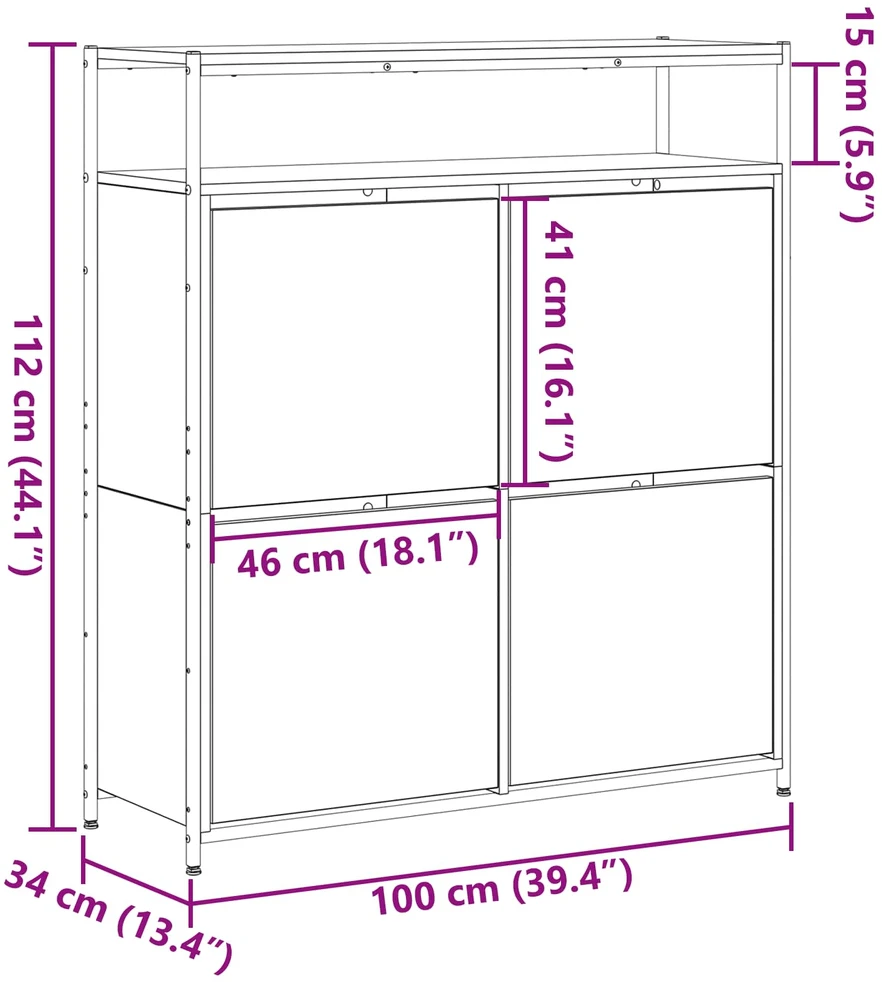 Batu skrynia 100 x 34 x 112 cm Apdirbta mediena Juodojo ąžuolo