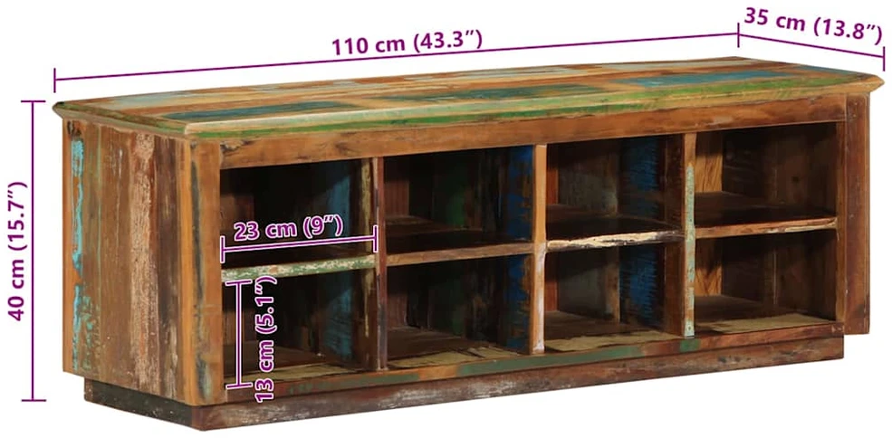 Batu skrynia 110 x 35 x 40 cm Kietas atkurtas medis Ruda