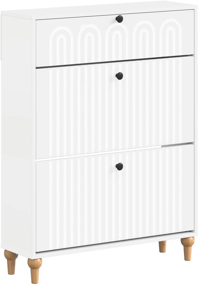 Batu skrynia ALKMAAR 78 x 24 x 103 cm Apdirbta mediena Balta