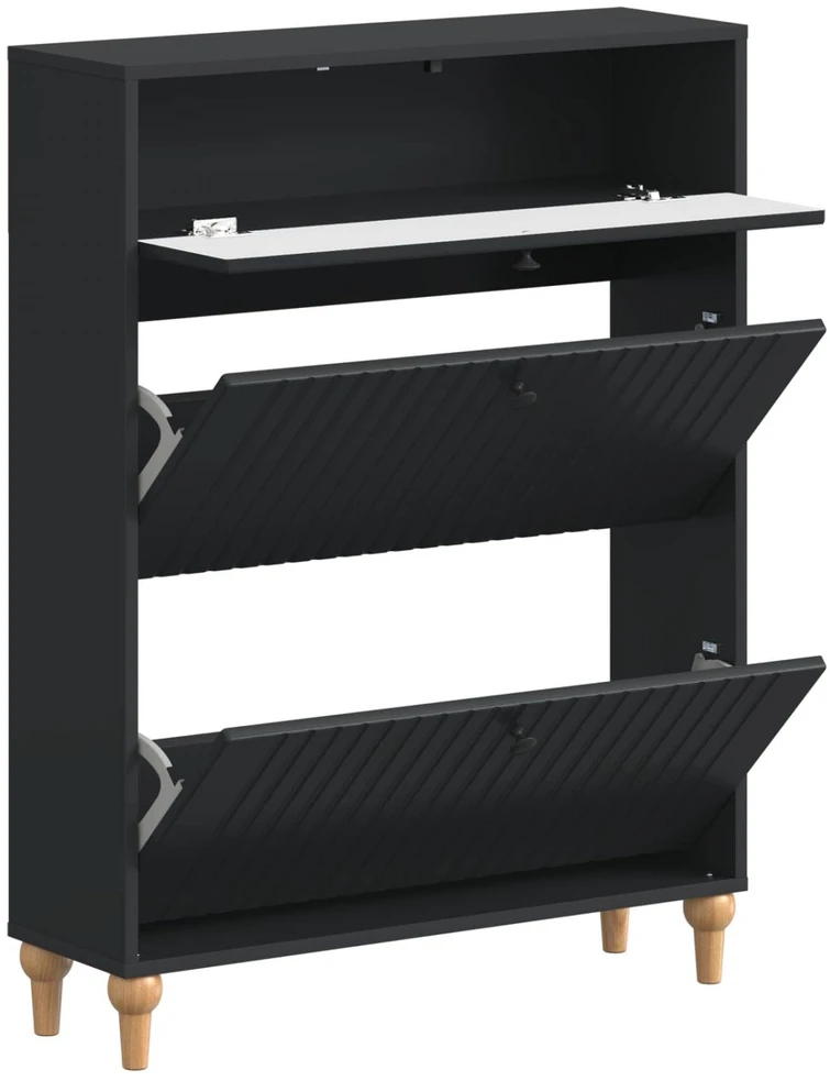 Batu skrynia ALKMAAR 78 x 24 x 103 cm Apdirbta mediena Juoda