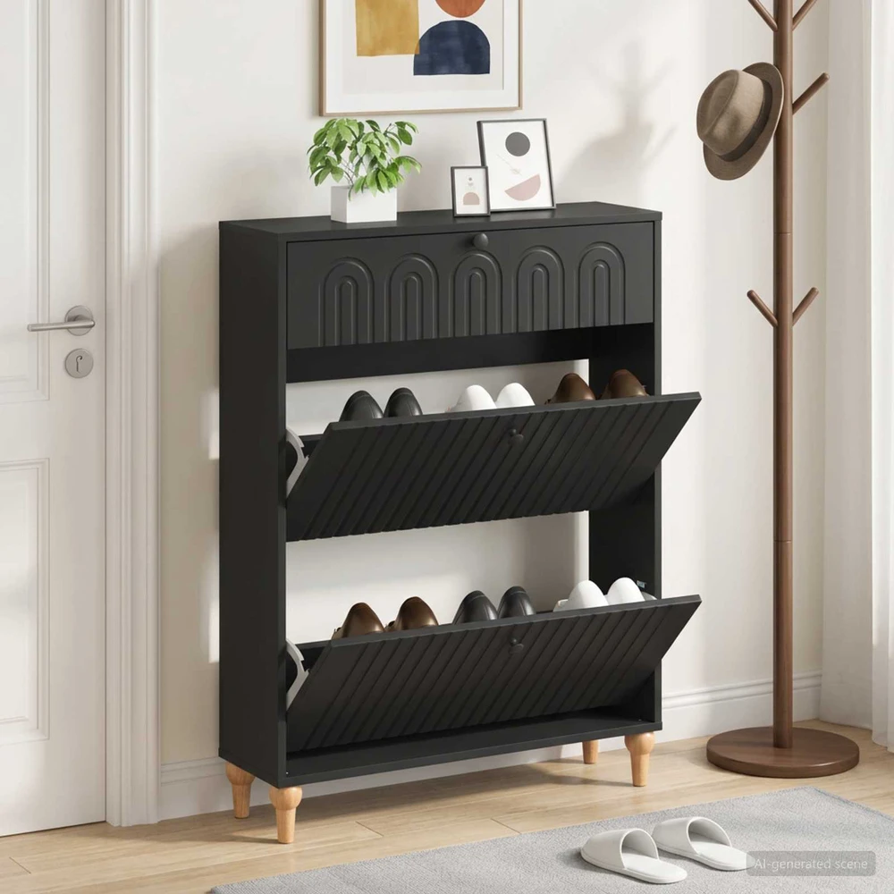 Batu skrynia ALKMAAR 78 x 24 x 103 cm Apdirbta mediena Juoda