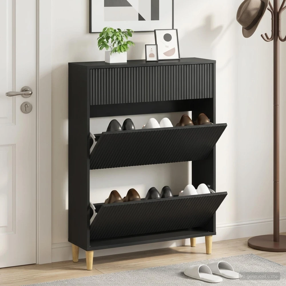 Batu skrynia ARNHEM 78 x 24 x 103 cm Apdirbta mediena Juoda