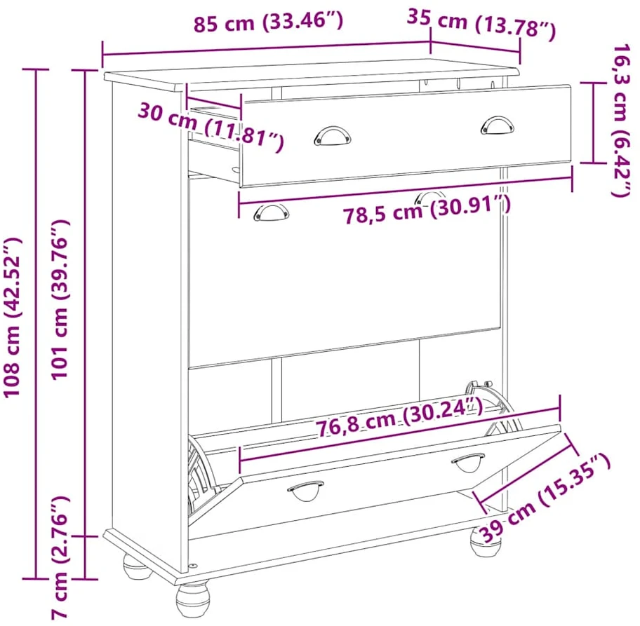 Batu skrynia ASKIM Ruda 85 x 35 x 108 cm Kietos pušies mediena