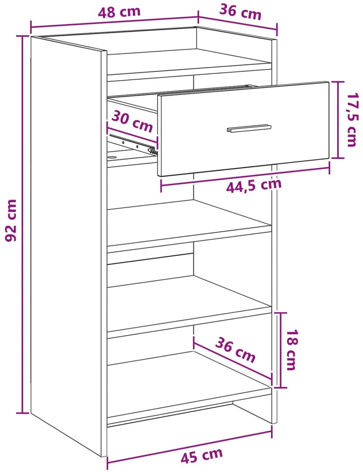 Batu skrynia Betono pilka 48 x 36 x 92 cm Apdirbta mediena