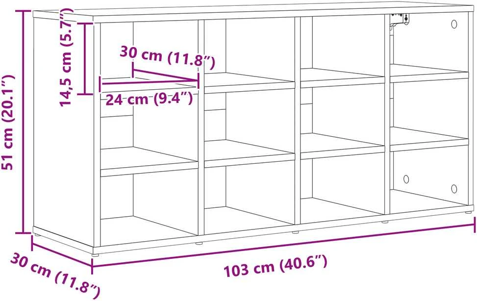 Batu skrynia 103 x 30 x 51 cm Apdirbta mediena Betono pilka