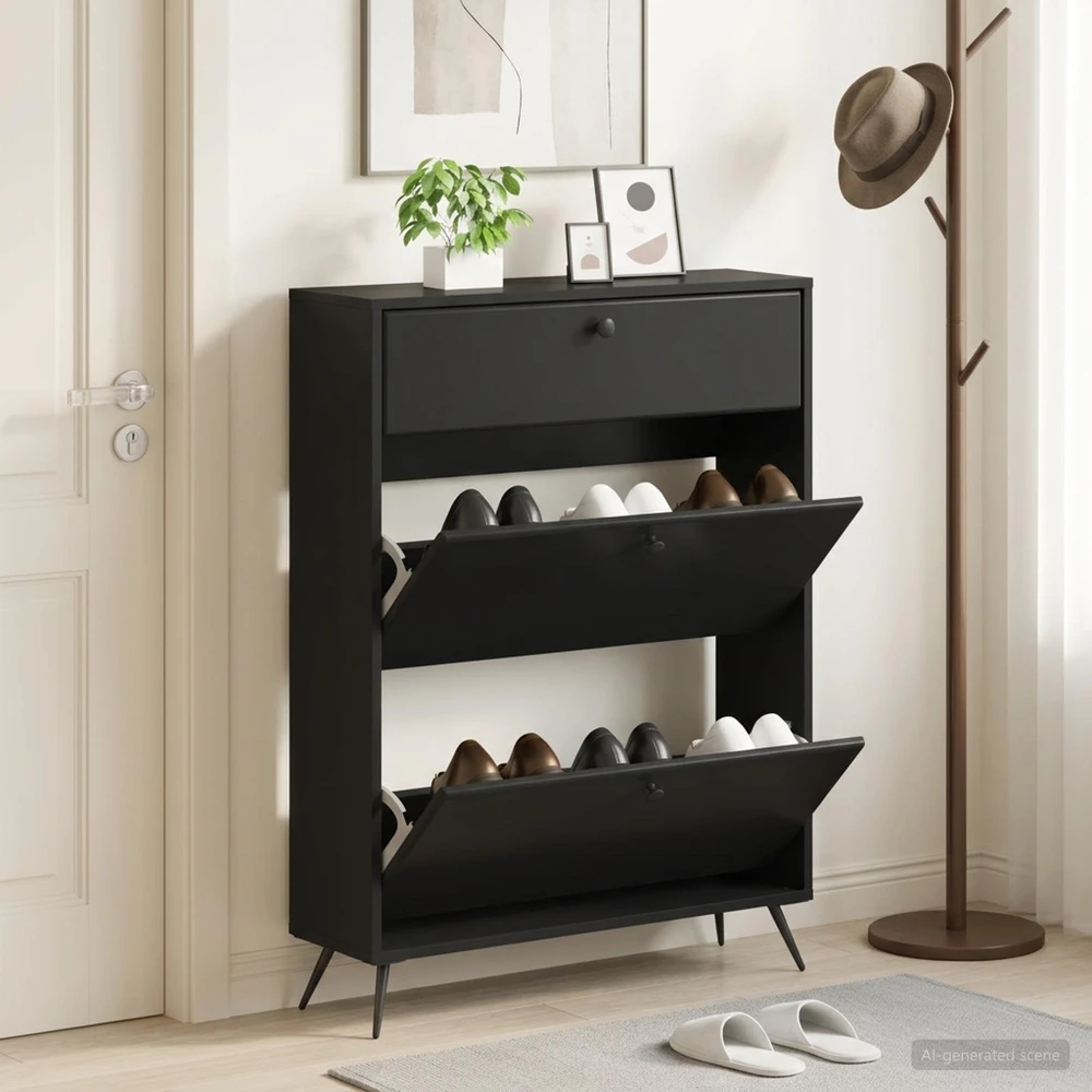 Batu skrynia BREDA 78 x 24 x 103 cm Apdirbta mediena Juoda