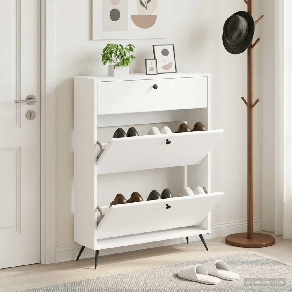 Batu skrynia BREDA 78 x 24 x 103 cm Apdirbta mediena Balta