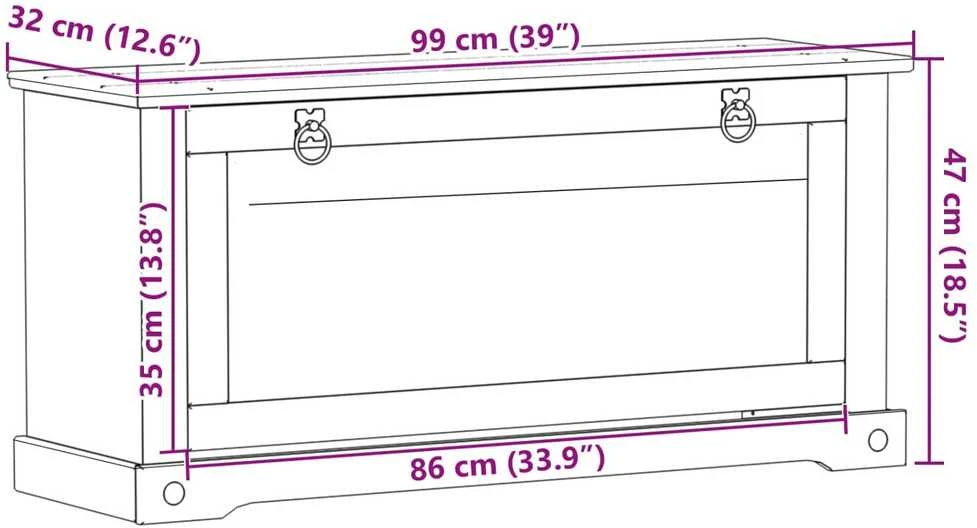 Batu skrynia Corona Balta 99 x 32 x 49 cm Kietos pušies mediena