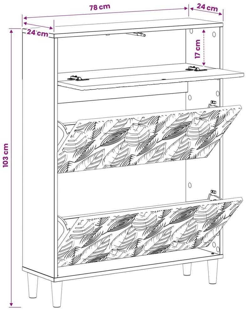 Batu skrynia DELFT 78 x 24 x 103 cm Apdirbta mediena