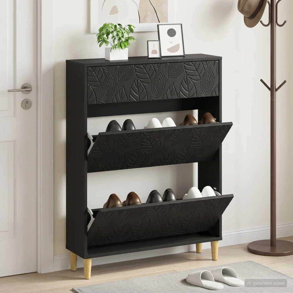 Batu skrynia DELFT 78 x 24 x 103 cm Apdirbta mediena Juoda