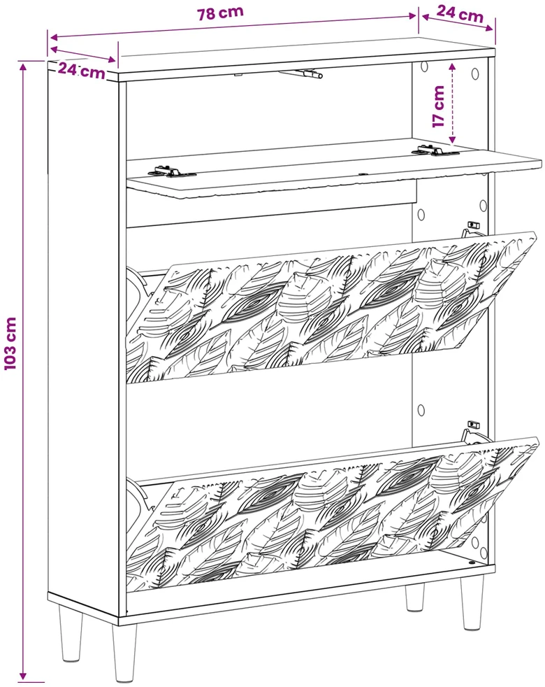 Batu skrynia DELFT 78 x 24 x 103 cm Apdirbta mediena