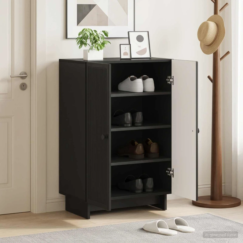 Batu skrynia EDE 59,5 x 39,5 x 90 cm Apdirbta mediena Juoda