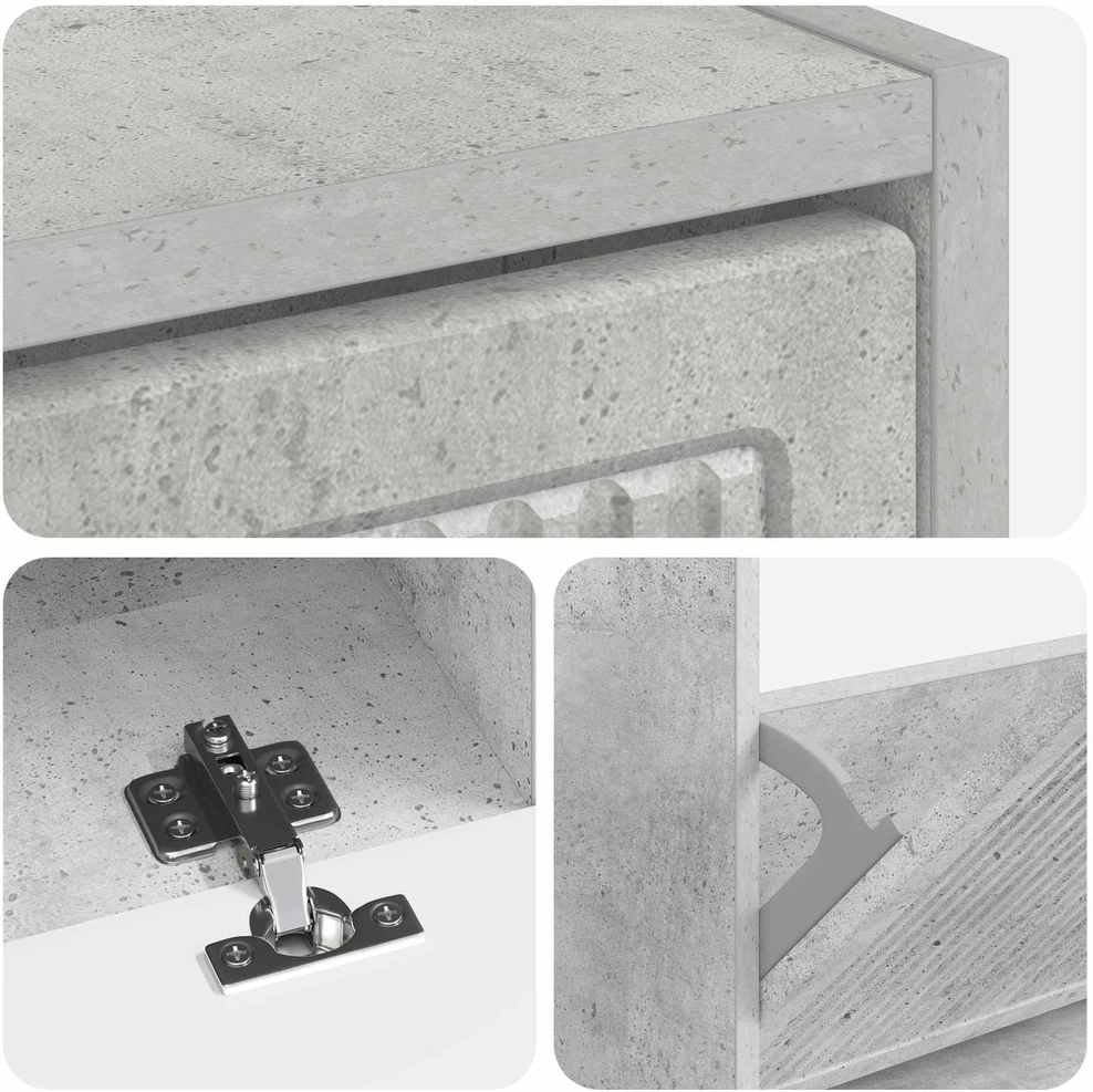 Batu skrynia EDE 78 x 24 x 103 cm Apdirbta mediena Betono pilka