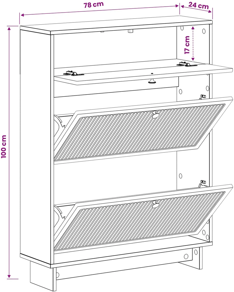 Batu skrynia EDE 78 x 24 x 103 cm Apdirbta mediena