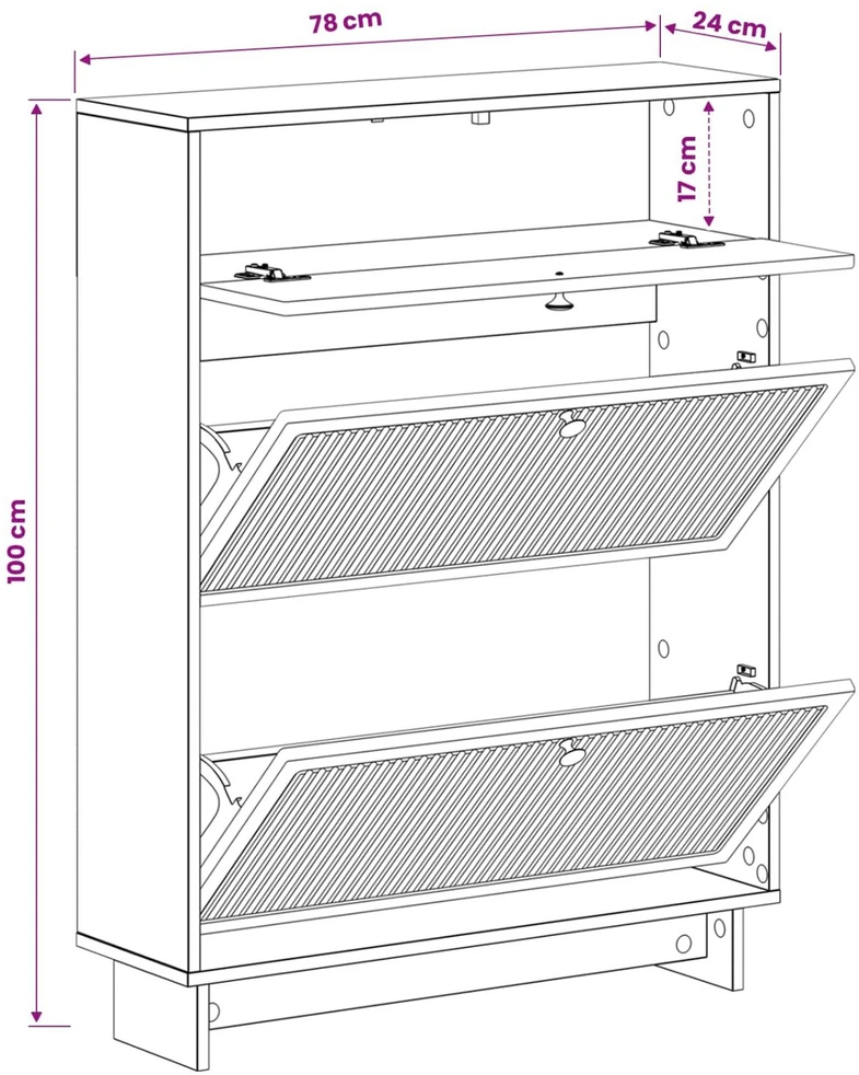Batu skrynia EDE 78 x 24 x 103 cm Apdirbta mediena Pilka Sonoma