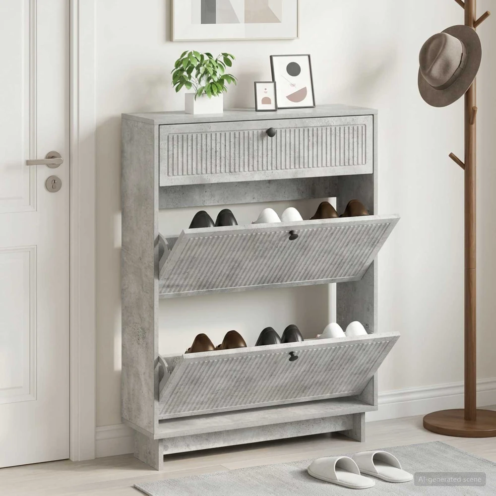 Batu skrynia EDE 78 x 24 x 103 cm Apdirbta mediena Betono pilka